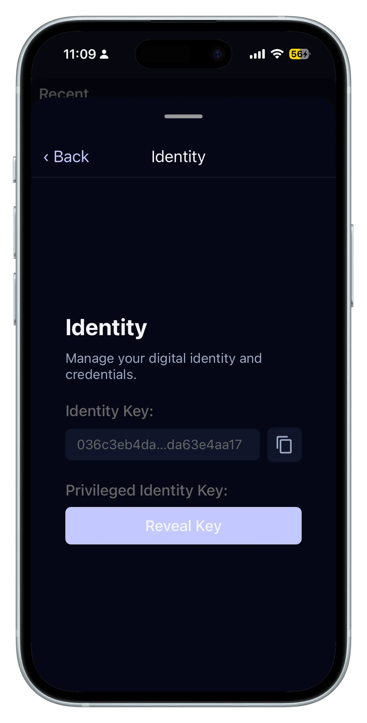 Identity management screen in Metanet Explorer